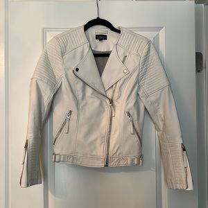 Topshop white leather jacket